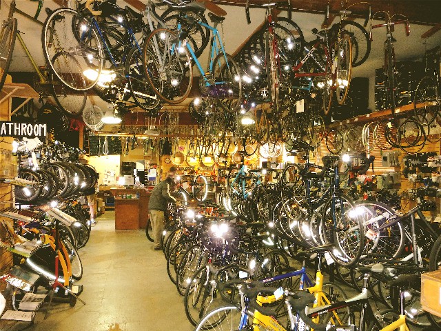 You call this a bike shop? Um...yeah! Inside Recycled Cycles