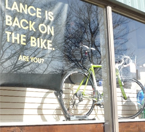 Still in the window at Gregg's Greenlake Cycle